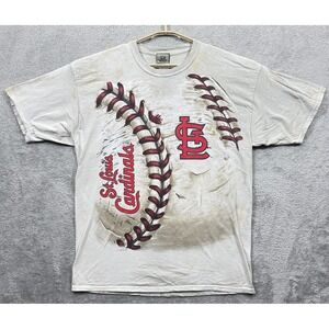 St Louis Cardinals Shirt Mens XL Liquid Blue Baseball MLB 2014 Beige Crew‎ Tee